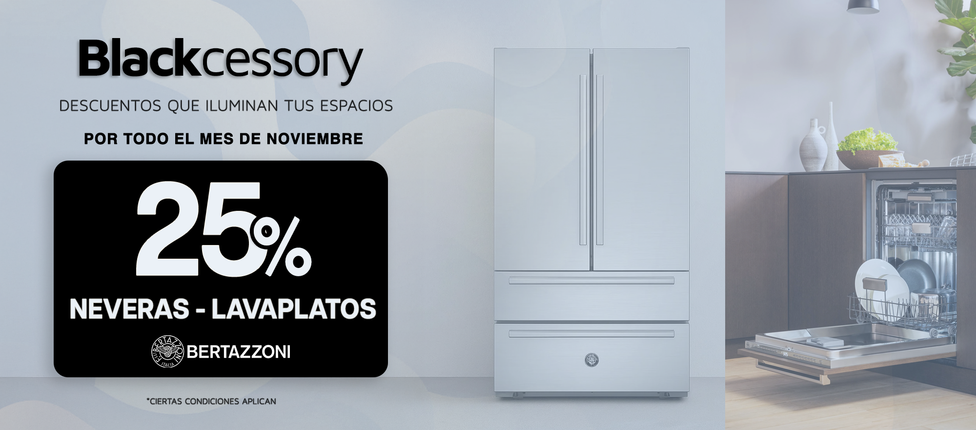 Banner 25% en neveras y lavaplatos – Blackcessory 2025