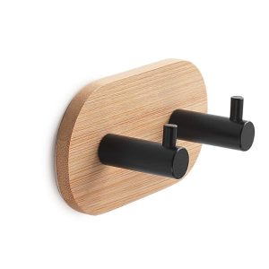 Gedy Juncos Bamboom Percha Doble Ronda Natural/Negro Mate