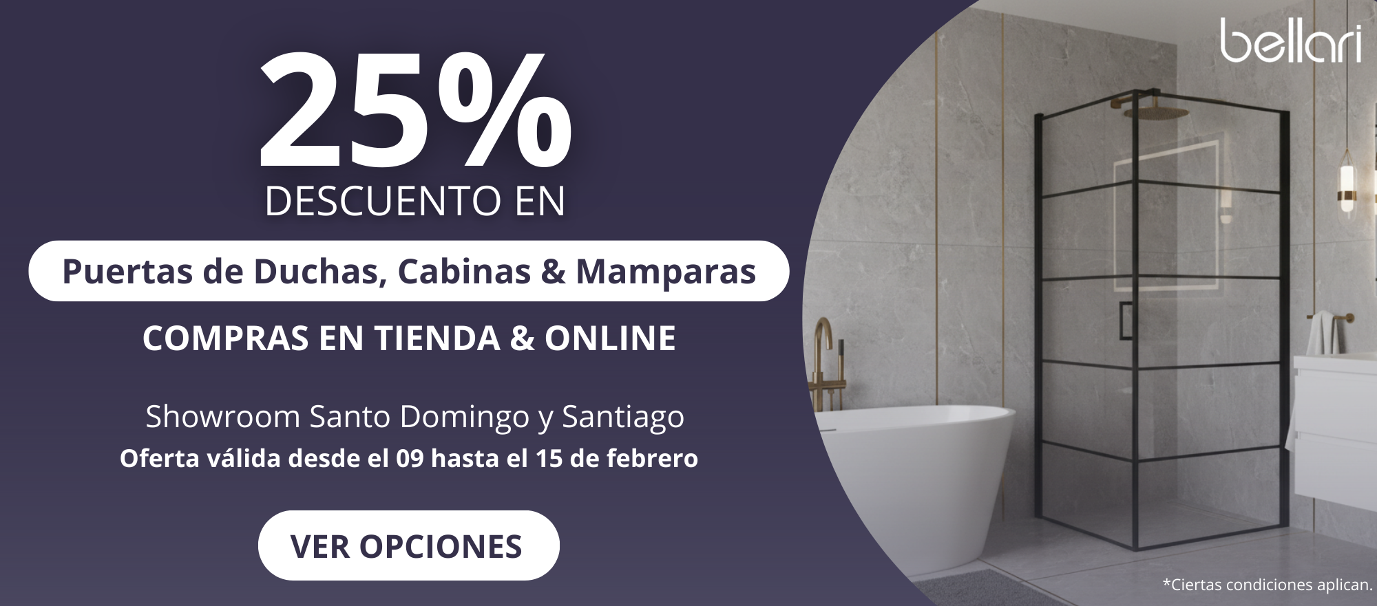 Banner Especial Mamparas Bellari 25% Febrero 2026