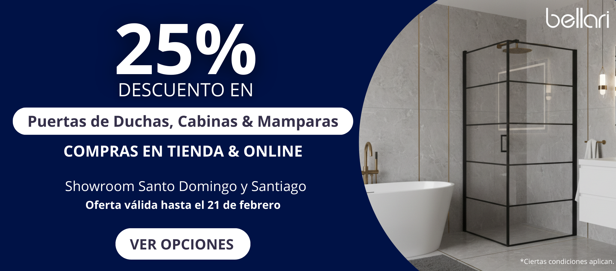 Banner Especial Mamparas Bellari 25% Febrero 2026