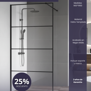 Bellari Panel de Ducha Fijo con Rayas 90x195cm Negra