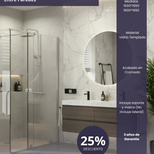 Bellari Mampara Corrediza Entre Paredes 150x195cm Cromado