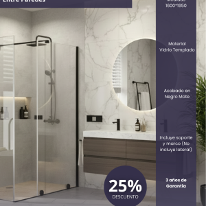 Bellari Mampara Corrediza Entre Paredes 160x195cm Negra