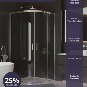 Bellari Cabina Curva Corredera 90x90x195cm Cromo