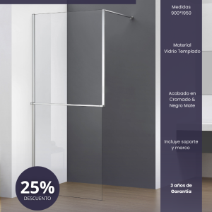 Bellari Panel de Ducha con Brazo de Fijación 90x195cm Cromado