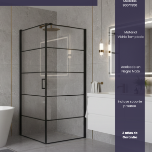 Bellari Cabina Cuadrada con Rayas 90x195cm Negra