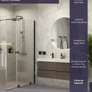 Bellari Mampara Corrediza Entre Paredes 160x195cm Negra