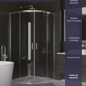 Bellari Cabina Curva Corredera 90x90x195cm Cromo