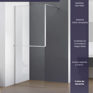 Bellari Panel de Ducha con Brazo de Fijación 90x195cm Cromado