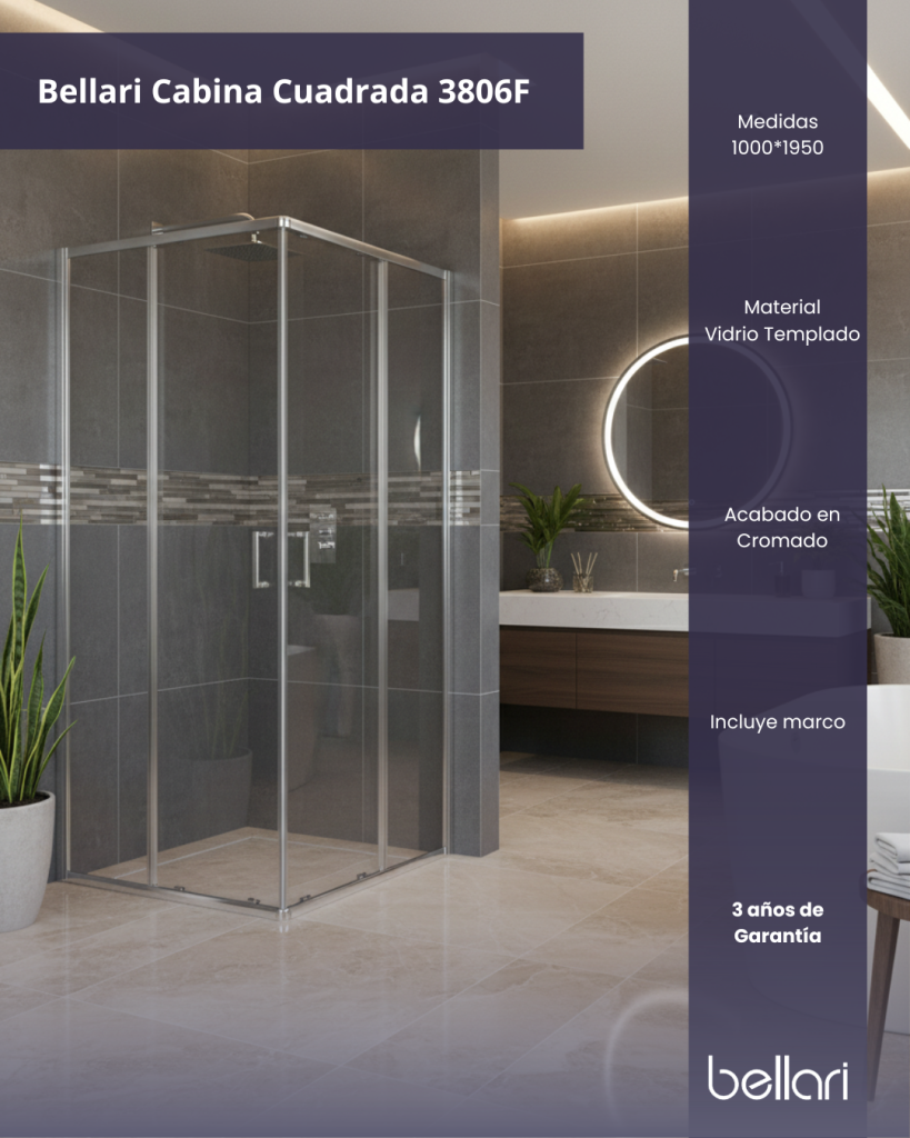 Bellari Cabina Cuadrada 90x90x195cm Cromado - Baccessory