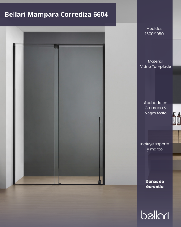 Bellari Mampara Corrediza entre Paredes 160x195cm Cromada - Baccessory